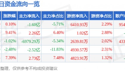 股票行情快报：双林股份（300100）6月25日主力资金净卖出1.60亿元