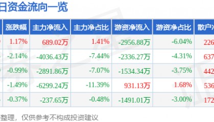 股票行情快报:云赛智联(600602)5月26日主力资金净买入689.02万元