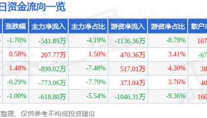 股票行情快报:德赛电池(000049)12月23日主力资金净卖出541.89万元