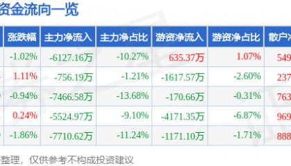 股票行情快报:孩子王(301078)8月14日主力资金净卖出6127.16万元