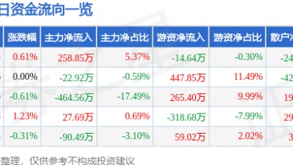 股票行情快报:胜利股份(000407)2月7日主力资金净买入258.85万元