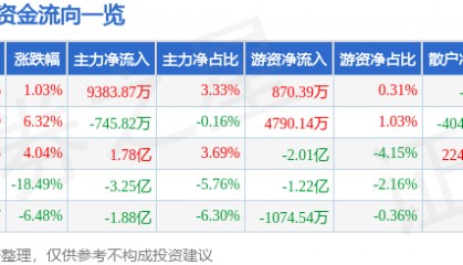 股票行情快报:新易盛(300502)2月10日主力资金净买入9383.87万元