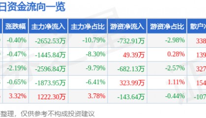 股票行情快报:德赛电池(000049)10月31日主力资金净卖出2652.53万元
