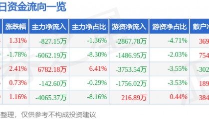 股票行情快报:云赛智联(600602)8月15日主力资金净卖出827.15万元