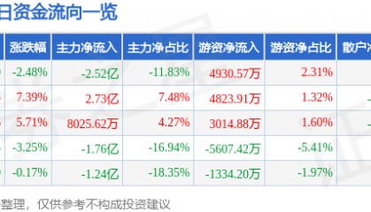 股票行情快报：双林股份（300100）6月20日主力资金净卖出2.52亿元