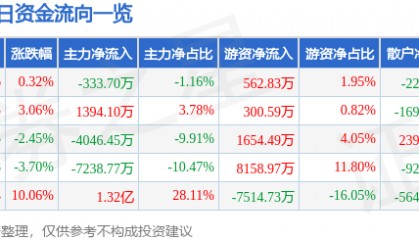股票行情快报:道明光学(002632)2月20日主力资金净卖出333.70万元