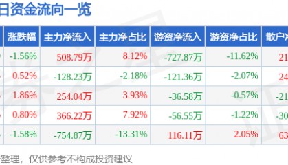 股票行情快报:广电电气(601616)5月21日主力资金净买入508.79万元