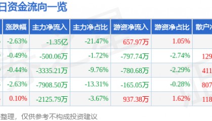 股票行情快报:云赛智联(600602)6月13日主力资金净卖出1.35亿元