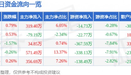 股票行情快报:广电电气(601616)6月17日主力资金净买入319.40万元