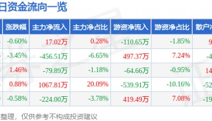 股票行情快报:合兴包装(002228)8月28日主力资金净买入17.02万元