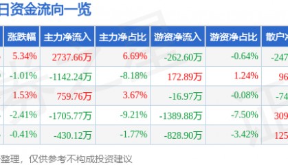 方直科技(300235)7月25日主力资金净买入2737.66万元