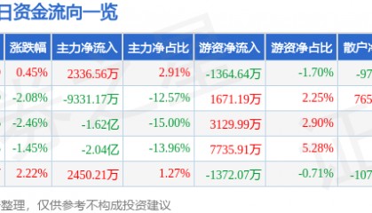 股票行情快报:云赛智联(600602)7月31日主力资金净买入2336.56万元