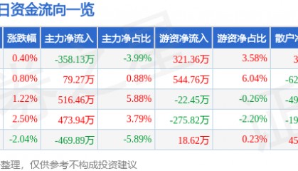 股票行情快报:苏宁环球(000718)11月21日主力资金净卖出358.13万元